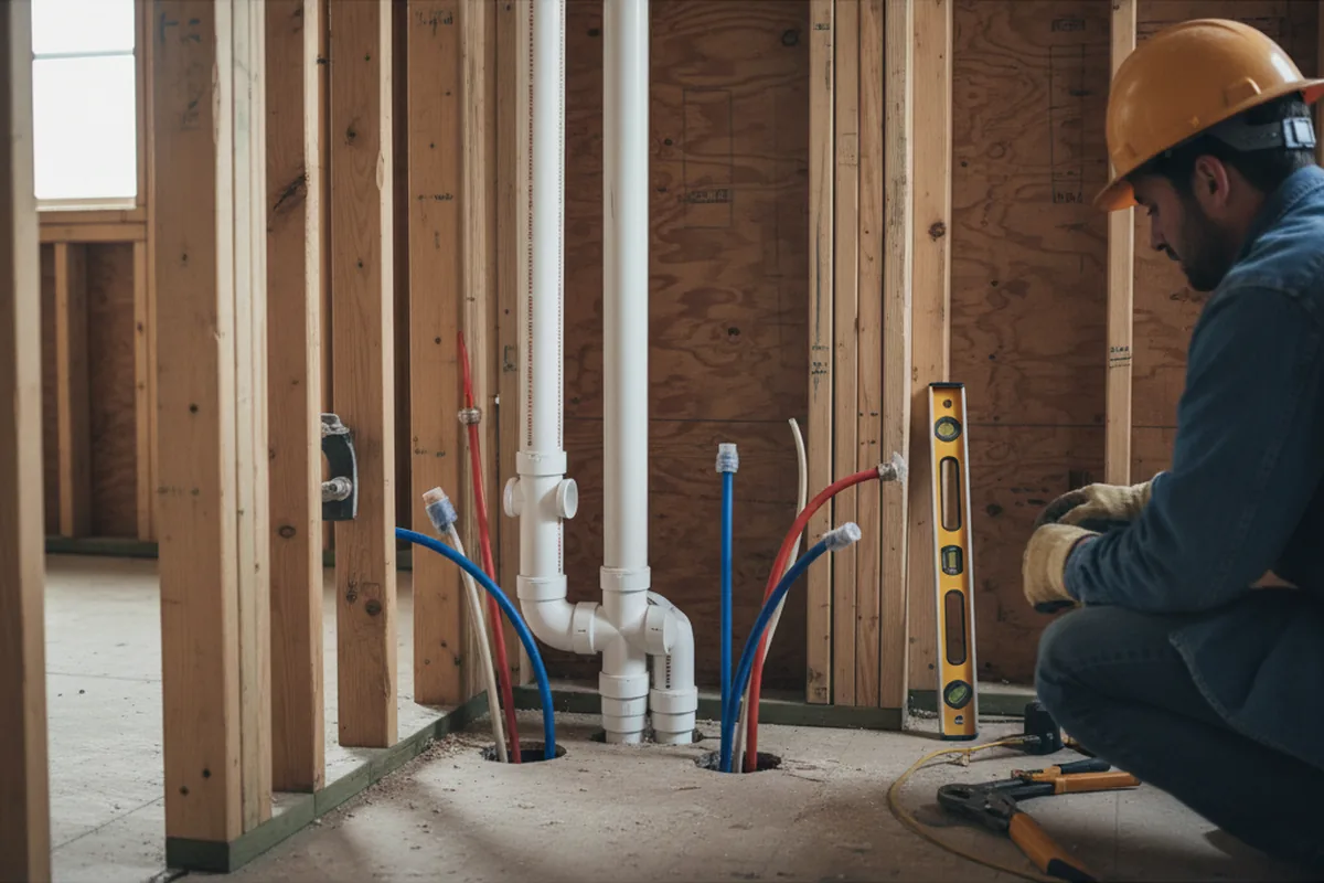 Drain and supply rough-in during Drain Cleaning in West Hurley